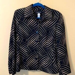 Jones New York Silk Blend Abstract Print Button Down Jacket Size 12P